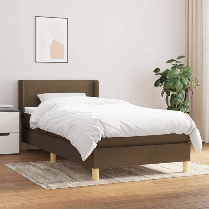 Sommier à lattes avec matelas - Marron foncé - 80x200 cm - Tête de lit réglable - 2 places