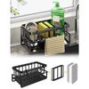 Sponge Holder for Kitchen, Sponge Rack, Sink Sponge Holder, Rust-Resistant, Bathroom/Kitchen Storage, Sponge/Mountable Divider Panel Included (Black)