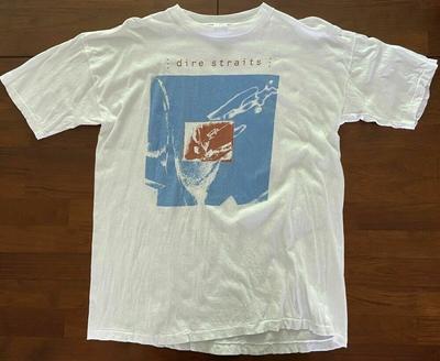 Винтажные винтажные белые футболки Dire Straits в европейском стиле Bootleg унисекс