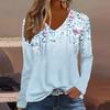 Women's Long Sleeved T-shirt Fashion Flower 3D Printed V-neck Long Sleeve Tops Autumn Casual Festive Tops For Women Clothing
