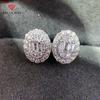 Full Cubic Zirconia Oval Shape Stud Earrings for Women Dainty Ear Piercing Accessories Silver Color Fashion CZ Jewelry