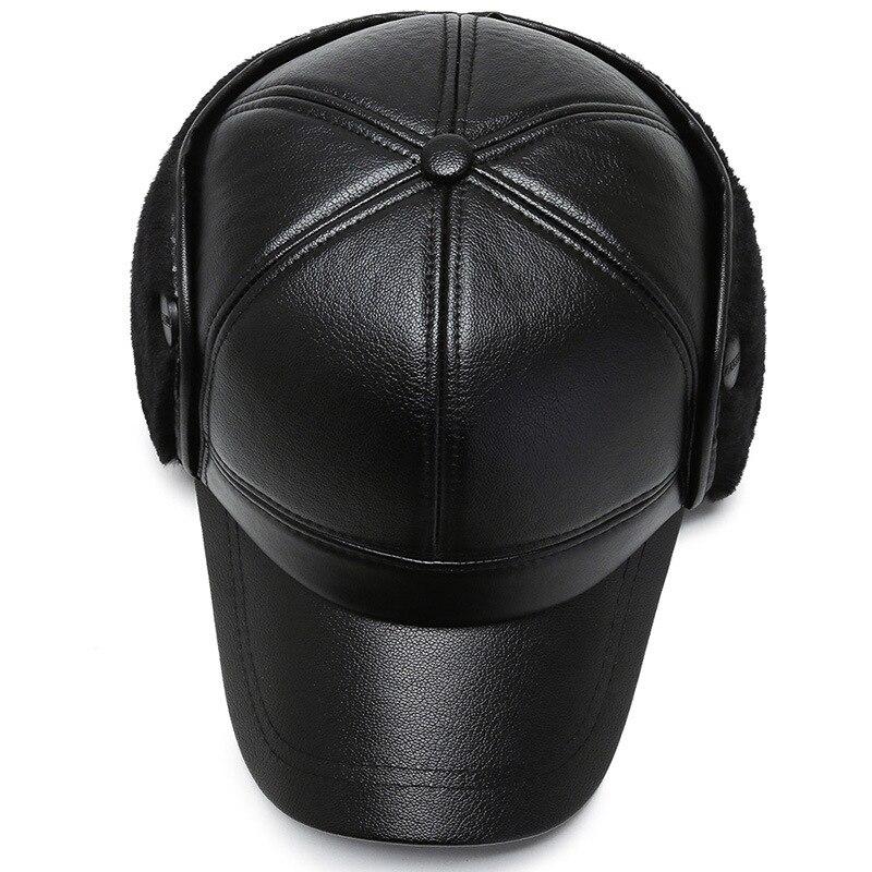 Northwood Теплая зимняя шапка-бомбер из искусственной кожи, черная бейсболка для мужчин, бархатная толстая мужская кепка-ушанка Snapback