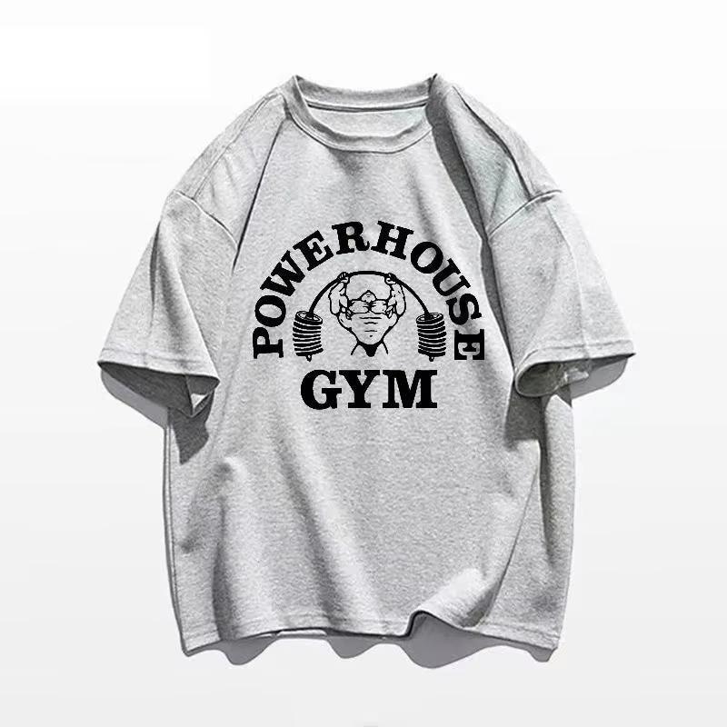 Powerhouse Gym Графическая печать Летние Хлопковые Мужские и Женские Футболки с Короткими Рукавами Уличная Мода