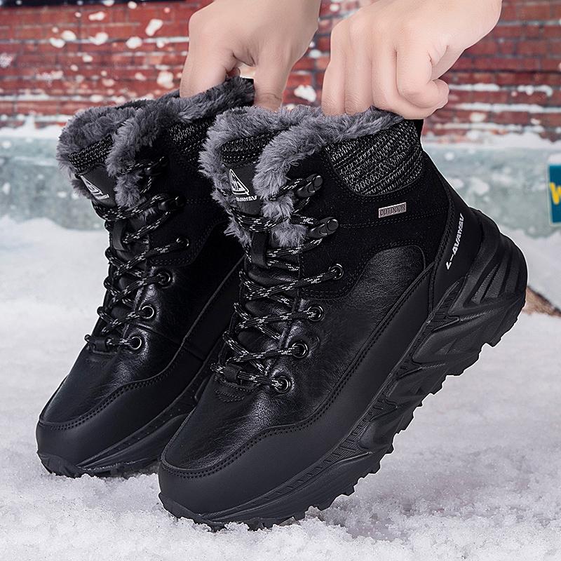 TUINANLE Мужские высокие водонепроницаемые хлопковые кроссовки Женская обувь с теплой вельветовой подкладкой для зимнего использования на открытом воздухе