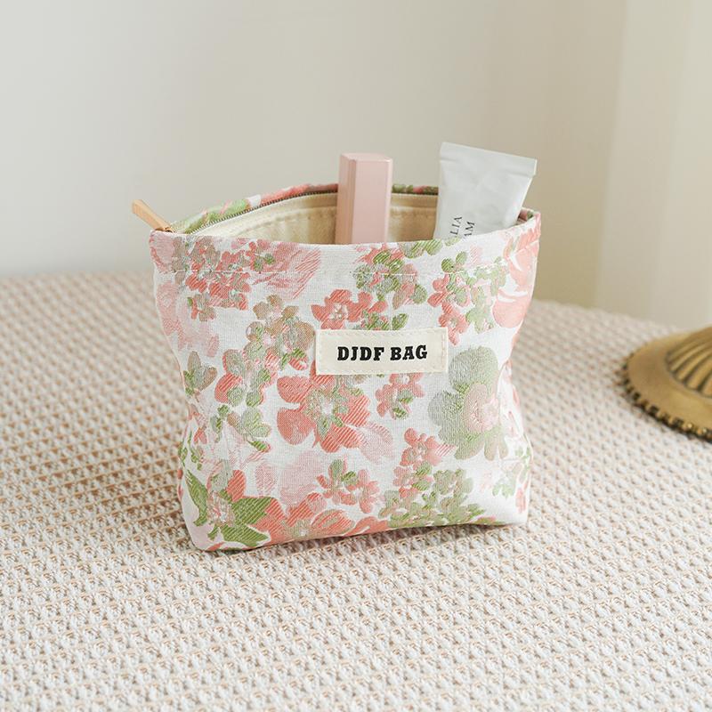 Women's Makeup Bag Small Pink Bow Makeup Lipstick Headphones Storage Bag Portable Coin Purse Commuter Card Holder Ins Style