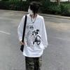 2KWEIRD High Street Oversize Women Camisetas White Vintage Long Sleeve Letter Hand-Painted Tshirts Hiphop Grunge Tops Y2k Tees American