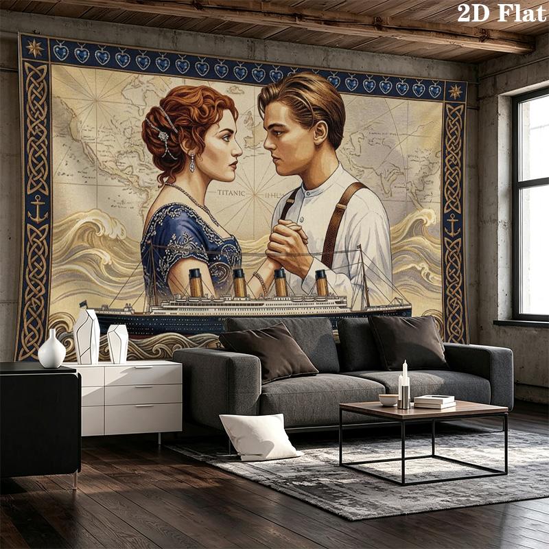 Titanic Wall Tapestry Aesthetic Wall Hanging Printed Fabric Blanket Decorative Tapestries for Bedroom Living Room Home Decor