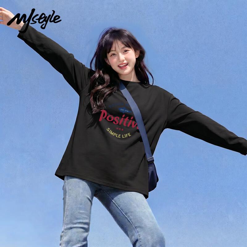 MJ STYLE Women's Cotton Graphic Long Sleeve T-Shirt
