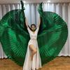 1 Set Performance Telescopic Rod 360 Wings Egyptian Degree Belly Dance Cape with Costume Pleated Bright