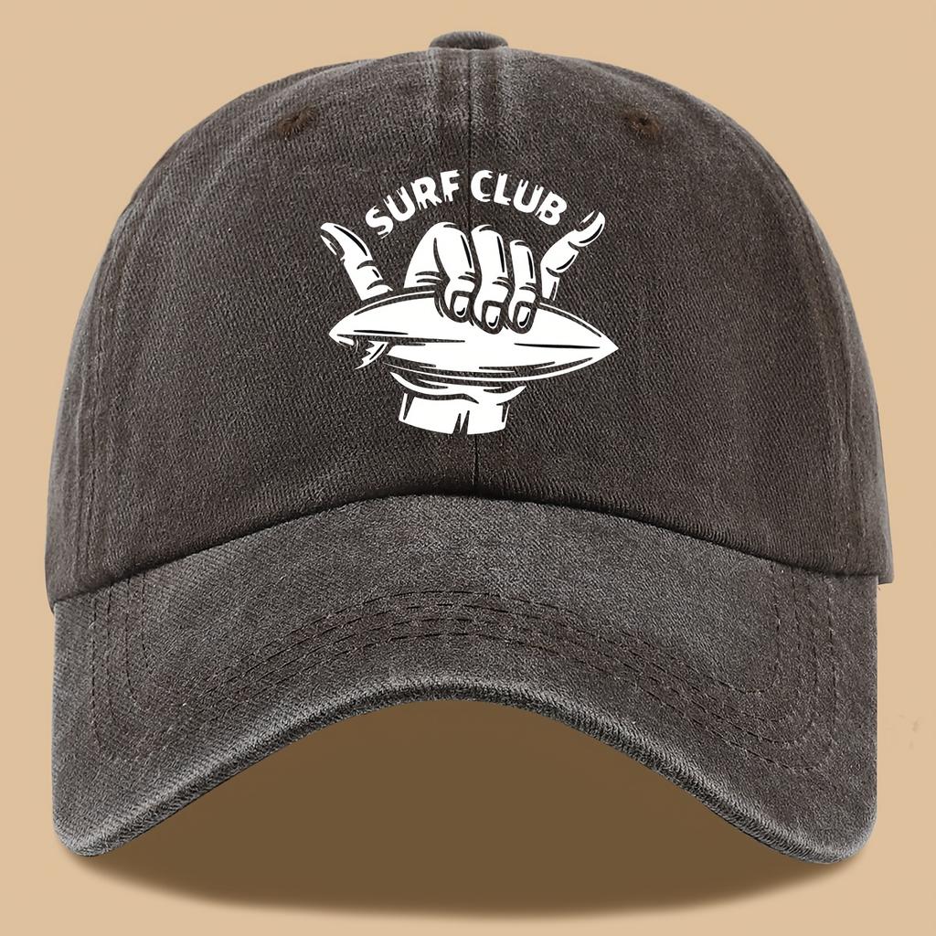 Surf Club Theme Printed Baseball Cap 'SURF CLUB' English Printed Design Breathable Sun Hat