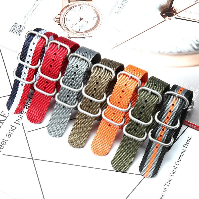 Nylon Strap 18mm 20mm 22mm 24mm Five-Ring Premium Weave Men Women Watch Band Bracelet Heavy Duty Stainless Steel Buckle