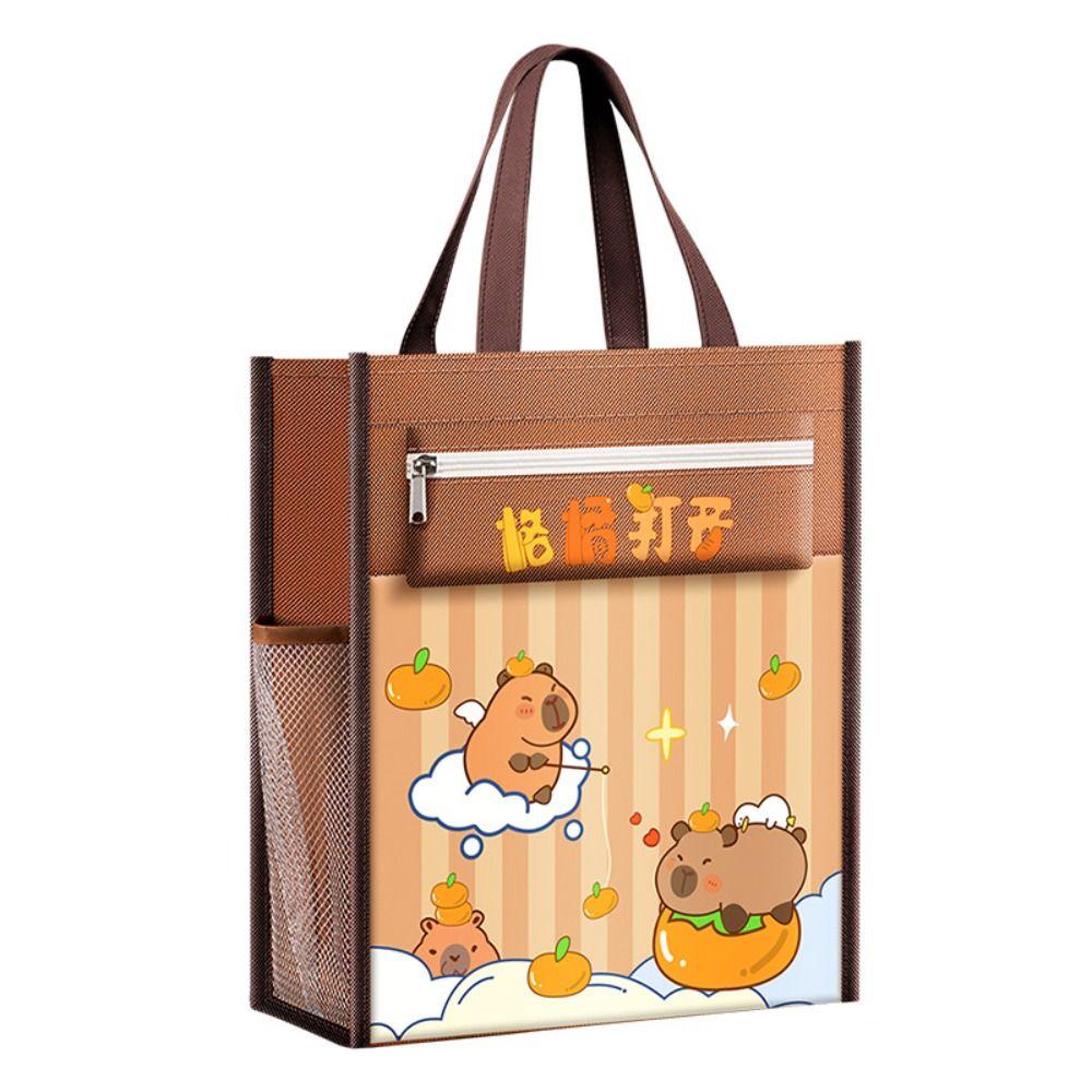 Large-capacity Tote School Bag Capybara Art Storage Bag Cartoon A4 File Bag Learning supplies