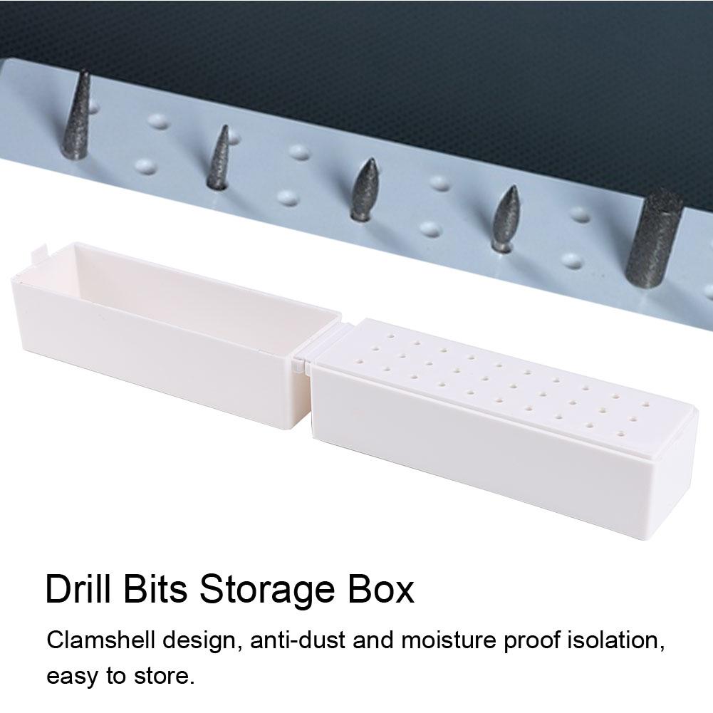 30 Holes Manicure Drill Bits Holder Container Display Case Nail Grinding Head Storage Box