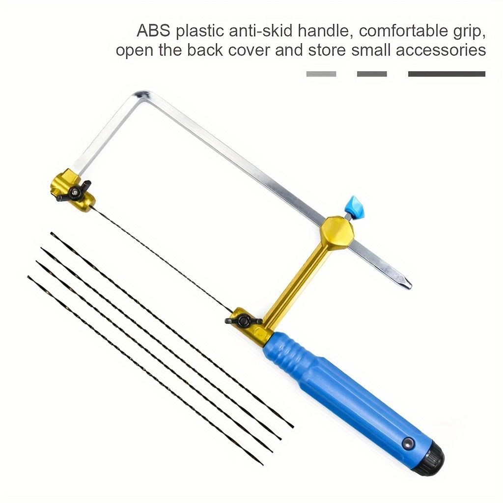 Coping Saw Heavy Duty Metal Hand Saw Fast Cutting Non-slip Hacksaw with 16 Replacement Steel Saw Blade Woodworking Tool Kit for Wood Metal Cutting