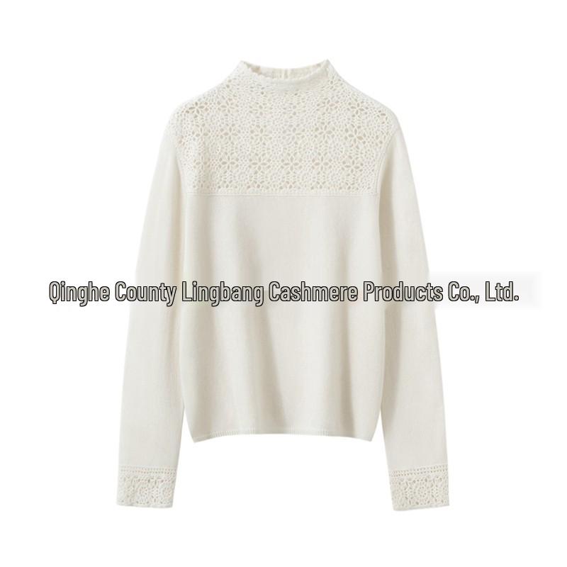 Romantic & Aesthetic High Neck 100% Pure Cashmere Red Sweater – Warm, Soft, Knitted Base Layer for Women