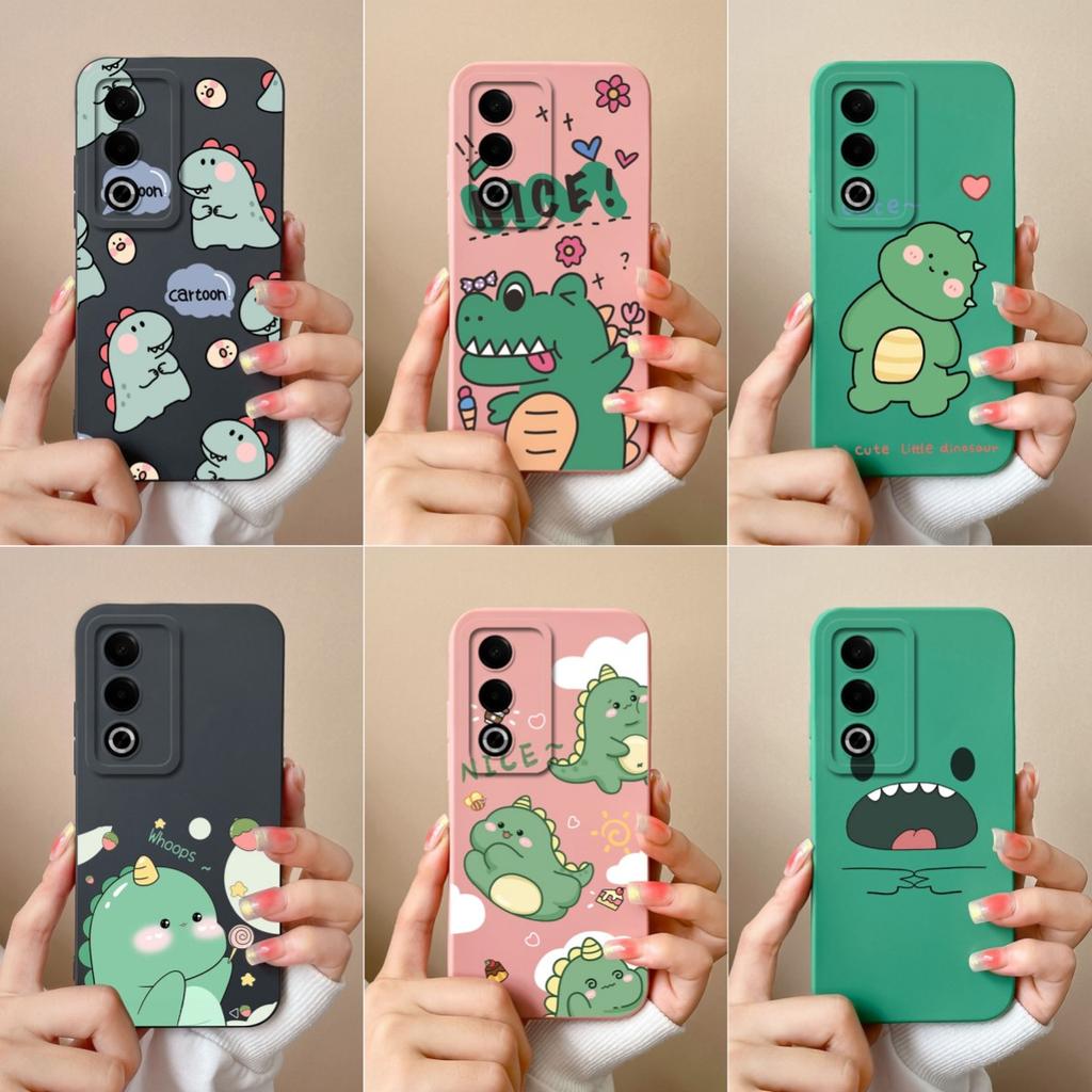Cases For OPPO Realme 12 13 Pro Plus P1 Pro Cute Dinosaur Pattern Screen Protector Soft Liquid Silicone Protective For OPPO Back Covers Anti Slip Capa