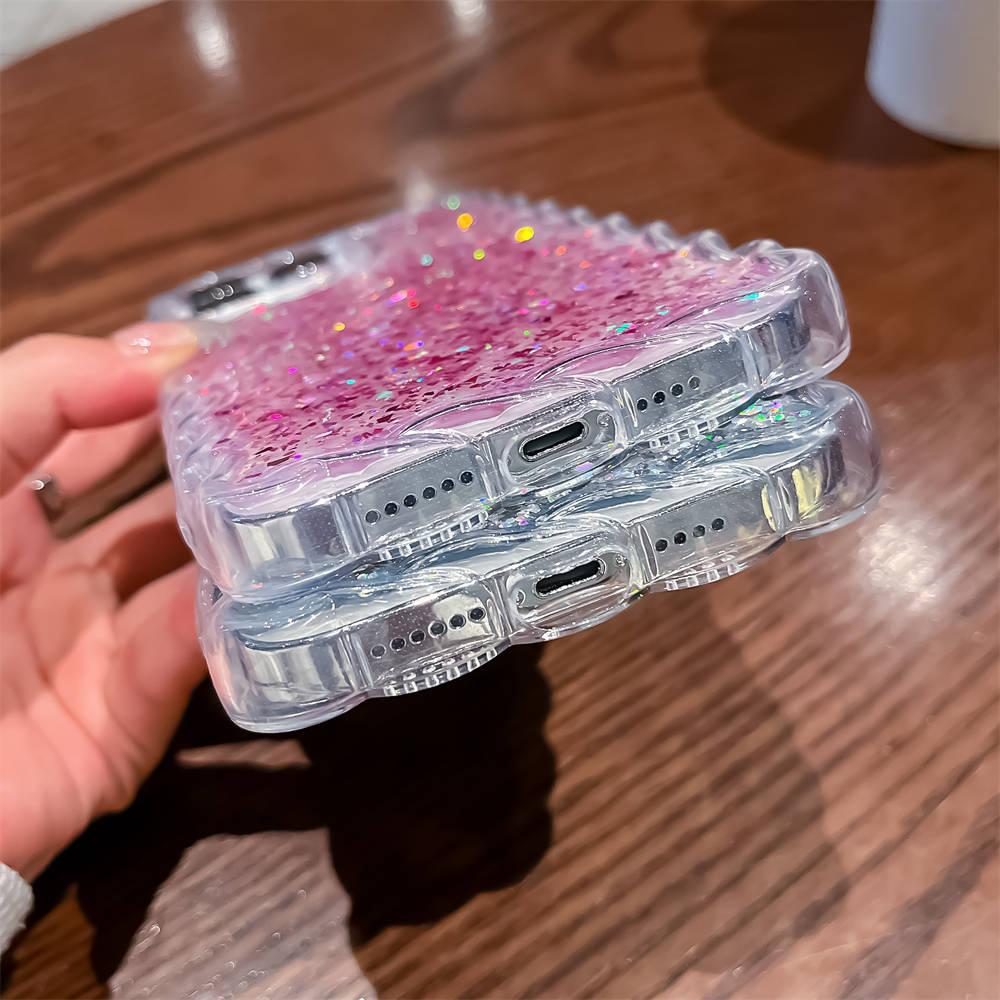 Luxury Shining Glitter Sequins Phone Case For Iphone 14 13 12 11 Pro Max 14 Plus 14pro Max Shockproof Wavy Bumper Silicone Cover
