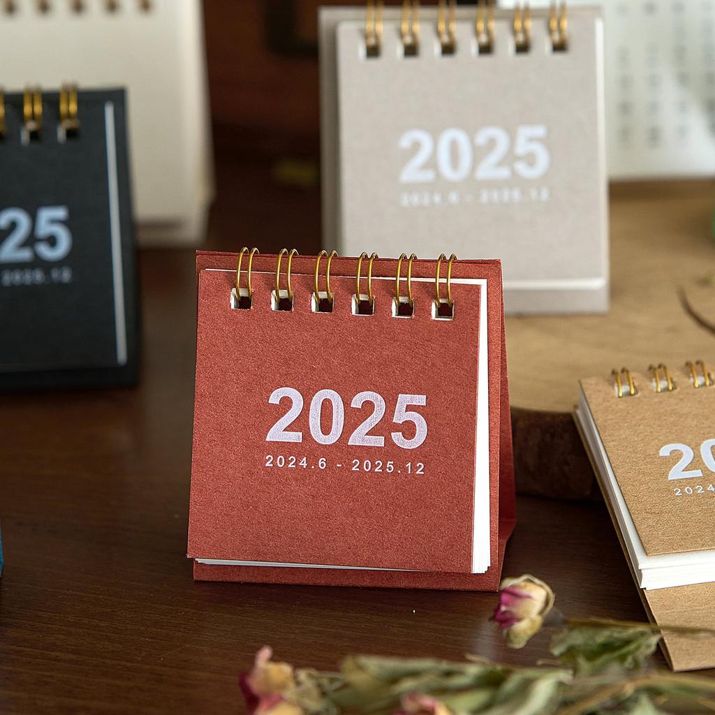 2025 Mini Simple Small Desk Calendar Pocket Portable Calendar Punch Plan Desktop Decoration
