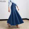 Womens Casual Solid Color Fishtail Long Skirts