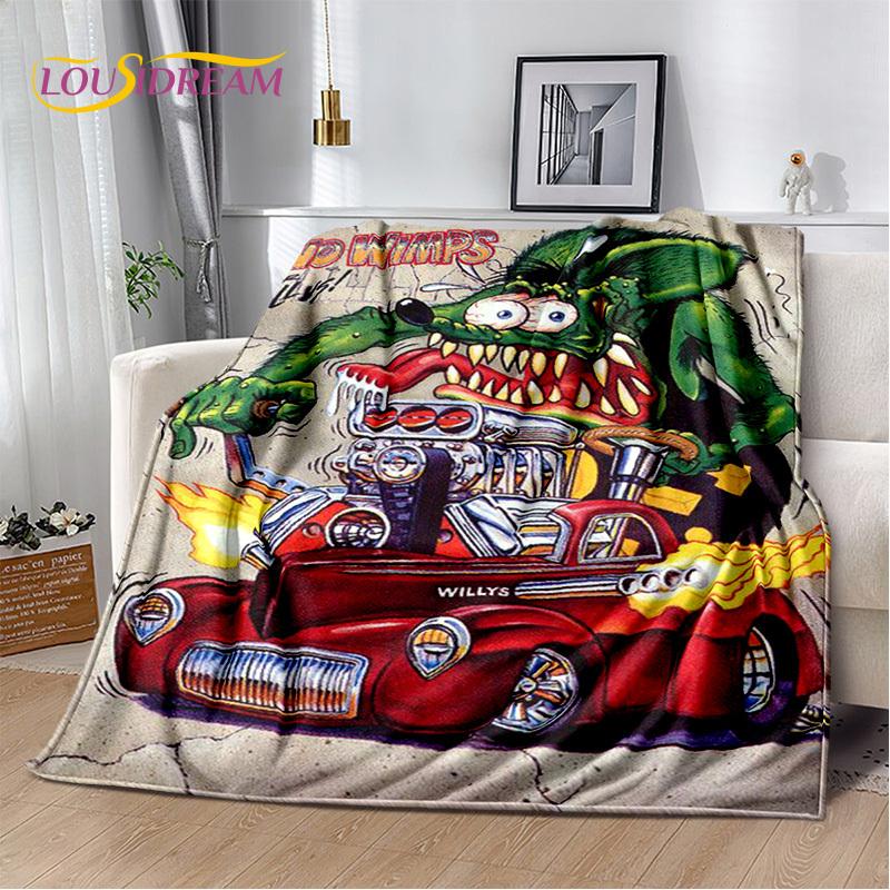 Одеяло с изображением мотоцикла, автомобиля и забавной крысы Fink, мягкое одеяло для дома, спальни, кровати, дивана, пикника, путешествия, офиса