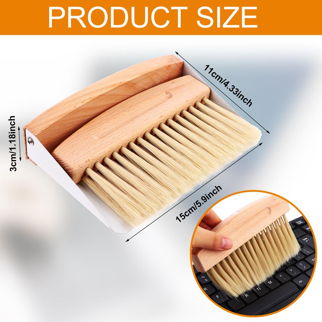 Маленький набор совка и щетки Мини портативный совок и щетка Деревянная щетка для стола Металлический совок для подметания стола, Количество