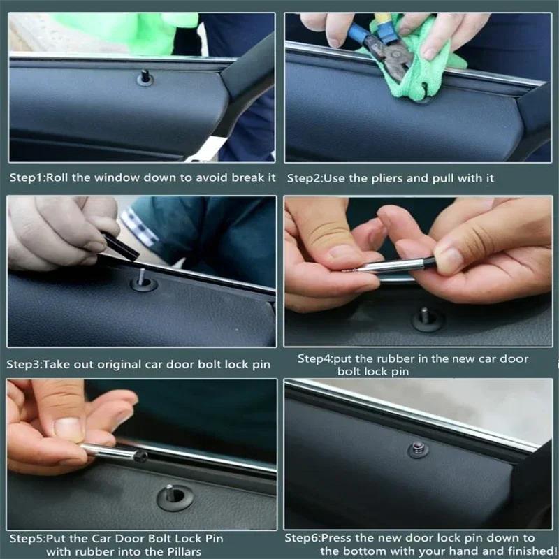 4PCS Car Door Pin Lock Knob Pull Pins Cover For Mitsubishi Ralliart ASX Galant Mirage L200 EVO Xpander Pajero HZ8
