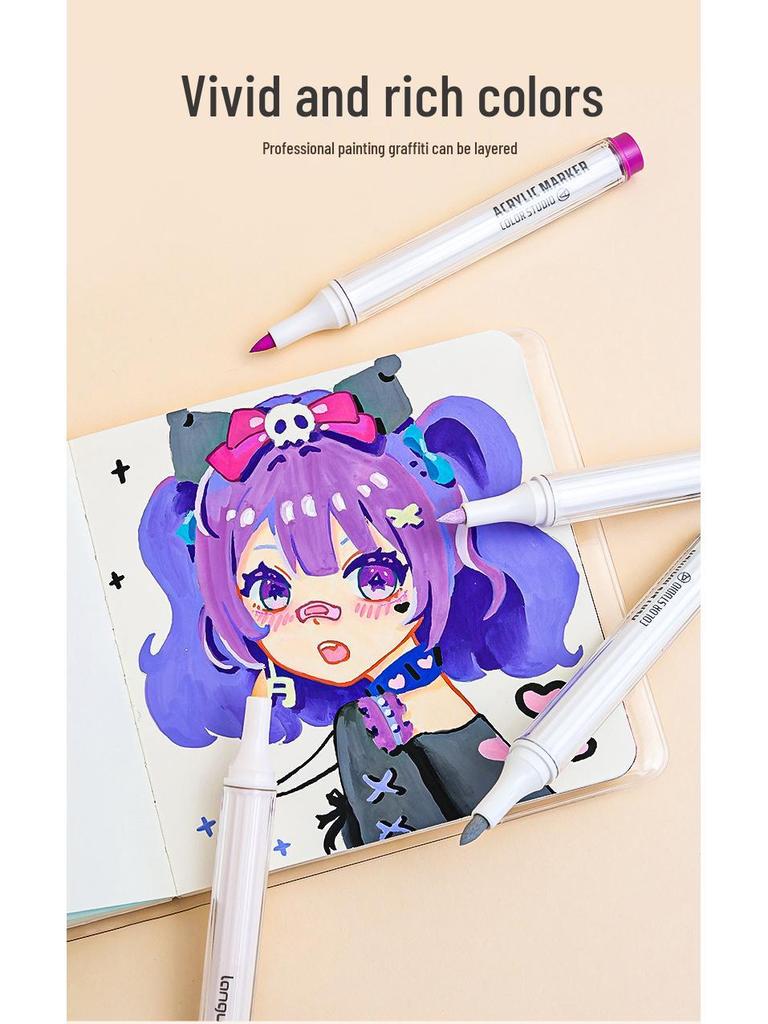 Blue Fruit M510 Soft Head Acrylic Marker Pen Set - 9 Colors for Art, Painting, and Graffiti