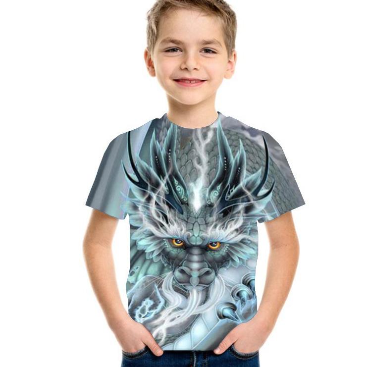 Summer Loose 3D T Shirt Funny Animal Children Tee Wolf Tiger Shirts Casual Short Sleeve Cartoon Kids Top Boys Girls