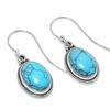 Серьги из стерлингового серебра 925 пробы с натуральным бирюзовым камнем ручной работы 1,25 дюйма O2e26