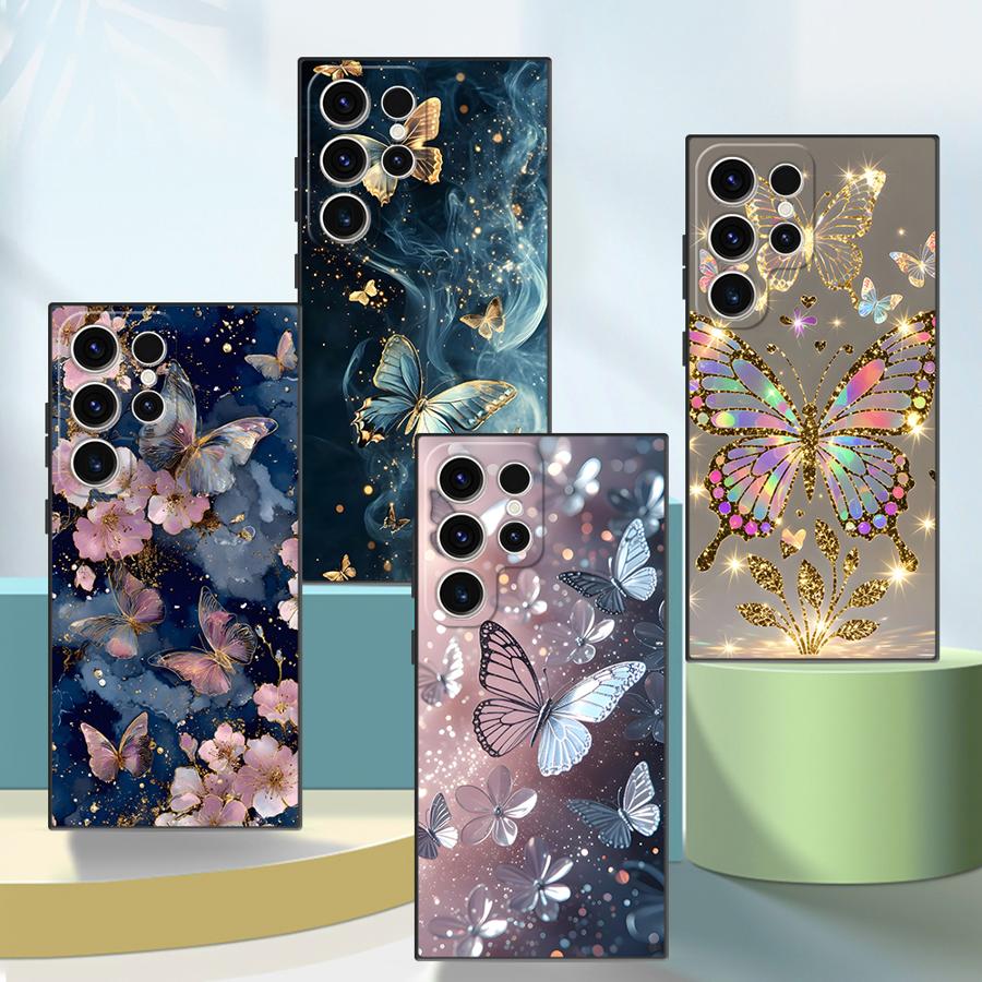 Creative Cartoon Butterfly Funda Phone Cover Case for Samsung Galaxy S26 S10 S9 Note 20 Ultra 8 9 10 S20 S21 FE S25 Ultra S23