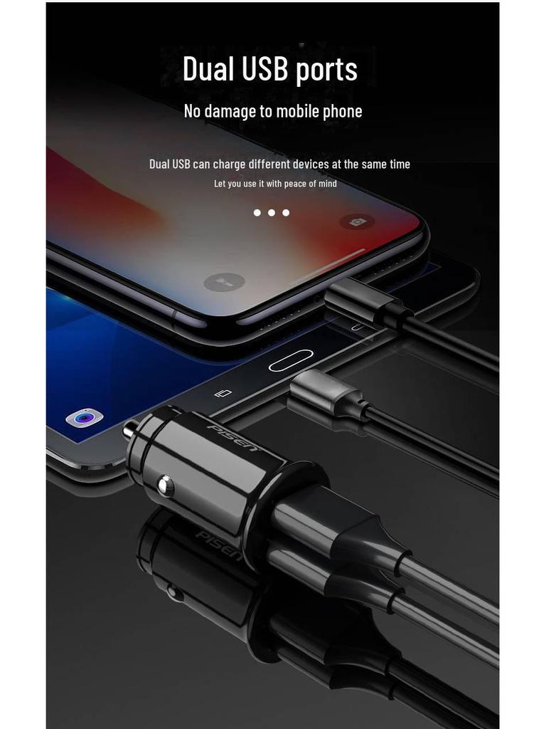 PISEN Dual-Port Fast Charge Universal USB Car Charger