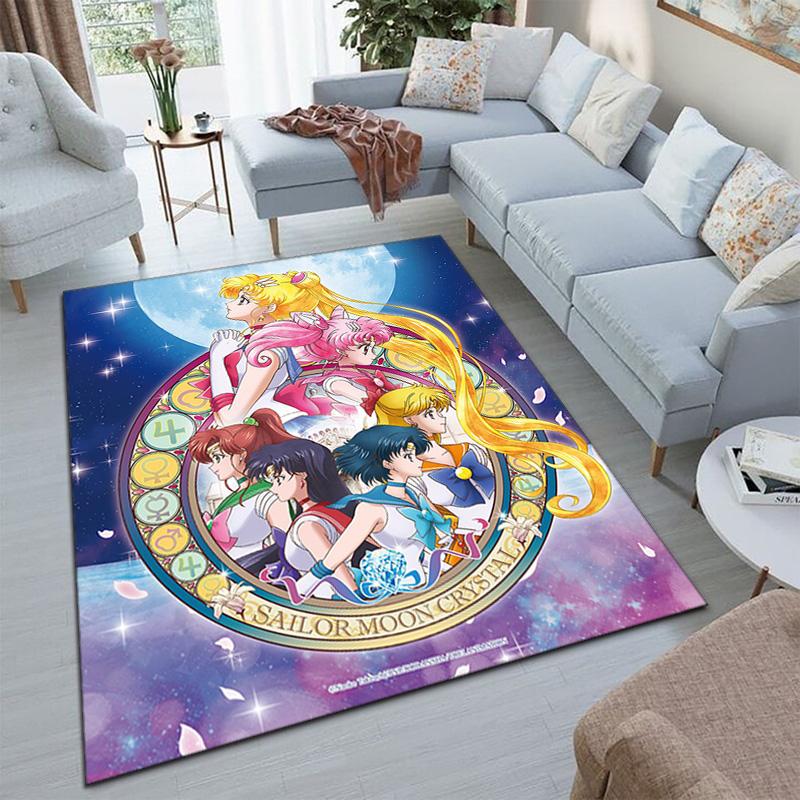 Cute cartoon theme Sailor Moon Tsukino Usagi cartoon rug Multifunctional household anti-slip decorative door mat, outdoor floor mat, and carpet Y8