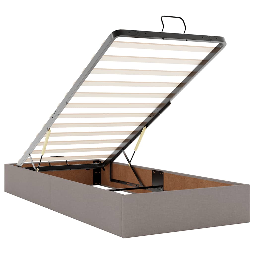 Ottoman Bed with Mattress Taupe 100x200 cm Fabric
