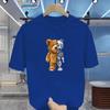 Hot 100% Cotton Casual Short Sleeve Robot Bear Men's Shirt Summer Breathable Clothes O Collar Short Sleeve for Men and Women