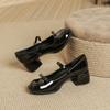 Spring Thick Heel Women Mary Jane Shoes Shallow Ladies Casual Butterfly-knot Shoes Eelgant Dress Leather Shoes