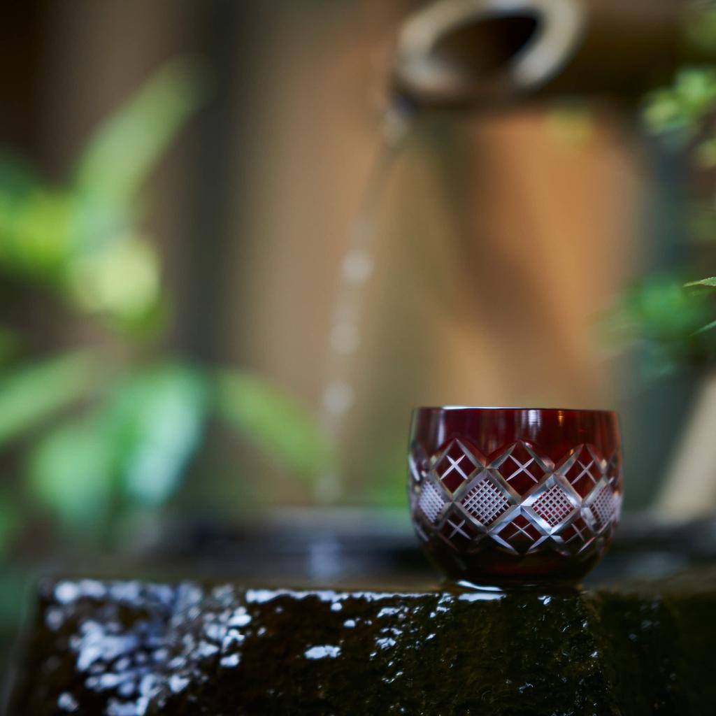 Чашка для сакэ Кобо Эдо Кирико Яраи Уоко TB90232R в деревянной коробке Сделано в Японии [Официальный представитель Таймуро] (красный)