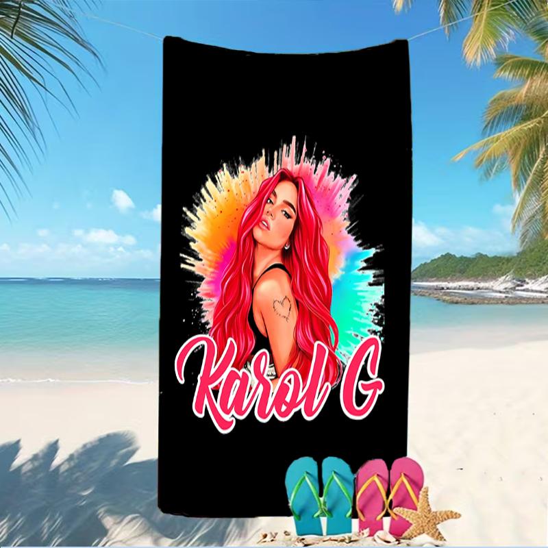 Beach Towel with Karol G Pattern - soft,absorbent,machine washable Lightweight&Modern,swimming,Travel Essentials