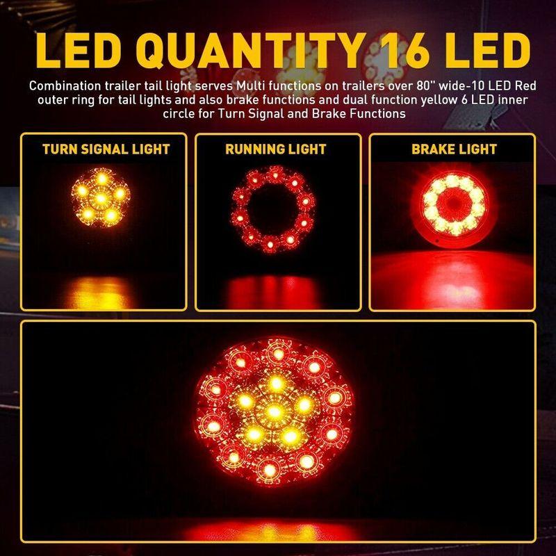 4PCS 4" Round Brake Lights 12V 24V Truck Lights LED Warning Rear Taillight Trailer Side Marker Lamp Car Tail Light Parts