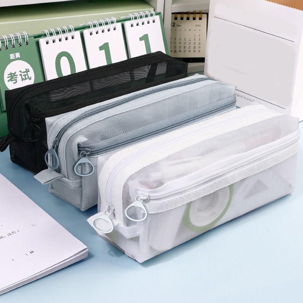 Сетчатый пенал Прозрачная косметичка Новые прозрачные пеналы Школьные офисные принадлежности