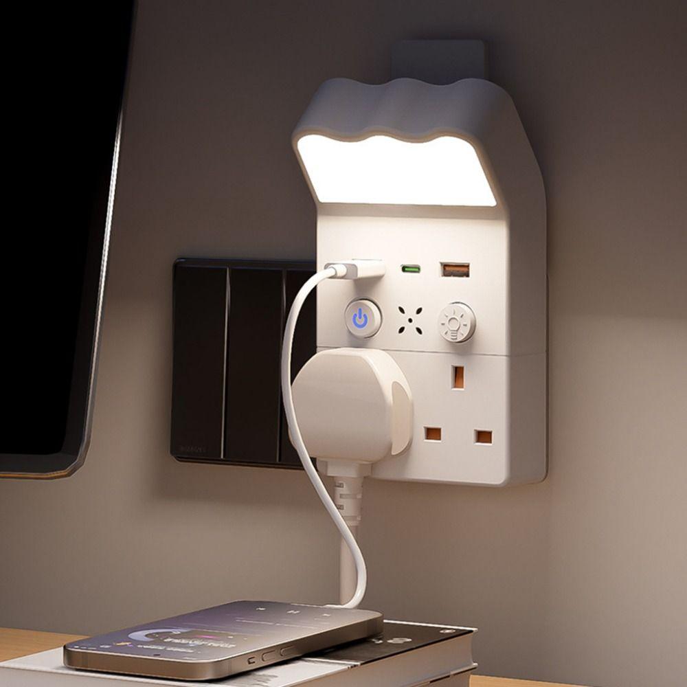 Universal Socket Plug in Night Light Warm White LED Outlet Power Strip Socket Wall Lamp  Dormitory