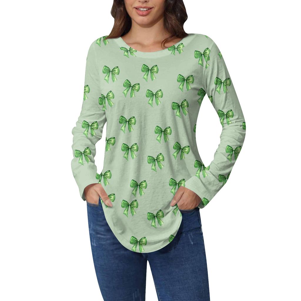 Tee Shirts For Women Fall Casual Long Sleeve Shirts Sweatshirt Vintage Graphic Printing Top Pullover Valentine's Day