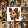 Cat Dog For Night Stands Table Lamps Stained Resin Tabletop Decoration Light