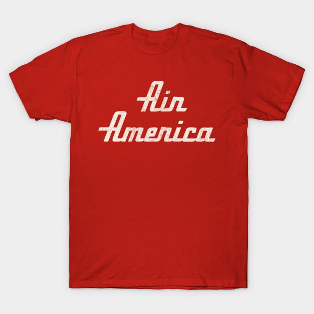 Мужская черная футболка с принтом 70-х Air America Без выреза Термотрансферный принт Хлопковая футболка