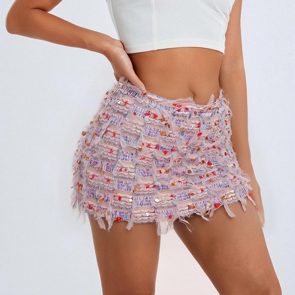 Sequin Skirt Glitter Skirt Women's Elastic Waist Glitter Skirt With Women's Sequin Skirt Glitter Skirt Elastic Waist Skirt A-line Hip Skirt