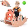 Toddler Slide Rocking Toy, 4 In 1 Convertible Freestanding Slide For Kids W/Basketball Hoop, Rocking Horse, Foldable Baby Climbe