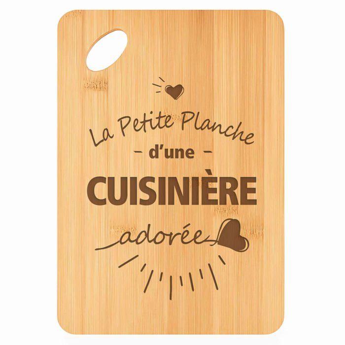 Planche à découper - PLANETEE - Cuisinière Adorée - Bambou - 30 x 20 x 1 cm - Trou d'accroche 24 mm