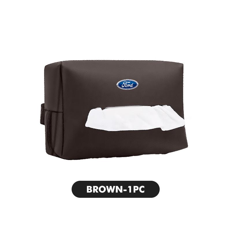 Universal Car Leather Tissue Box Vehicle Console Tissue Storage Bag For Ford Fiesta Ranger Mondeo Escape Ecosport Fusion