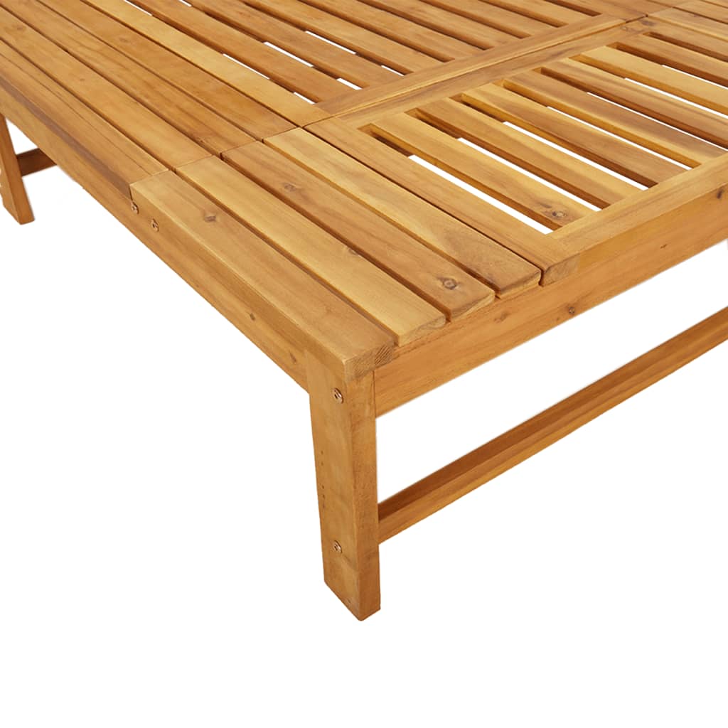 Sun Lounger with Dark Grey Cushion & Padding Solid Acacia Wood