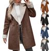 Women's Loose Casual Solid Color Collar With Thick Long Sleeves And Plush Jacket