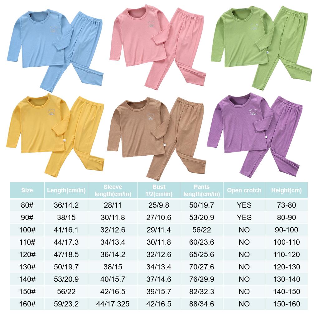 Kids Thermal Underwear Elastic Long Sleeve Round Neck Autumn Winter Home School Inner Wear Warm Tops Suit for Boys Girls
